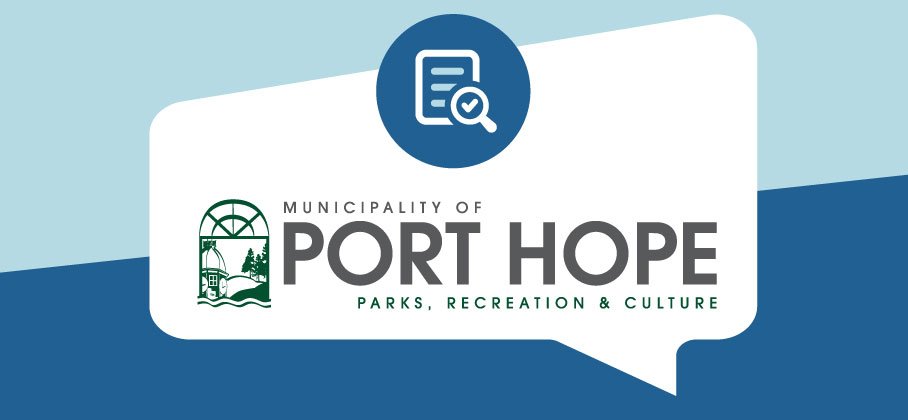 Banner with Municipal logo for Parks Recreation and Culture and an icon of paper with a chart