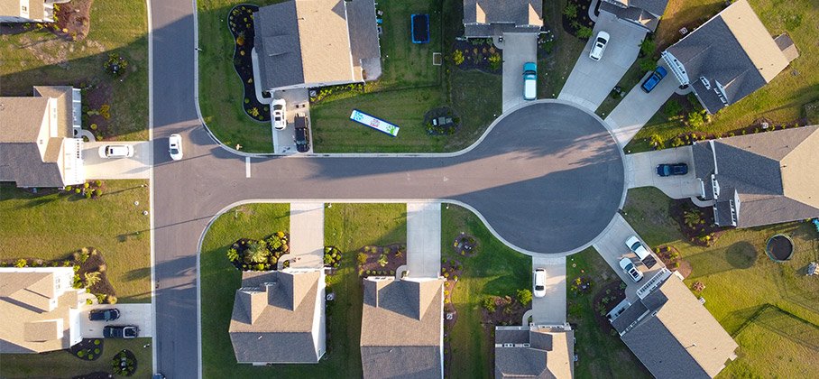 Aerial view of a subdivision