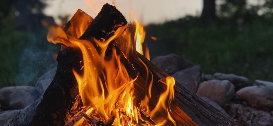 Campfire on a lake