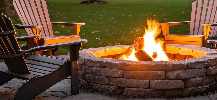 Chairs around a fire bit