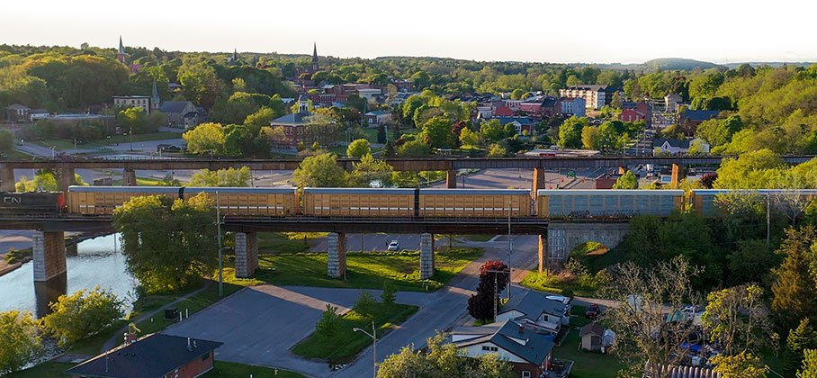 Aerial photo of Port Hope looking over the Ganaraska River