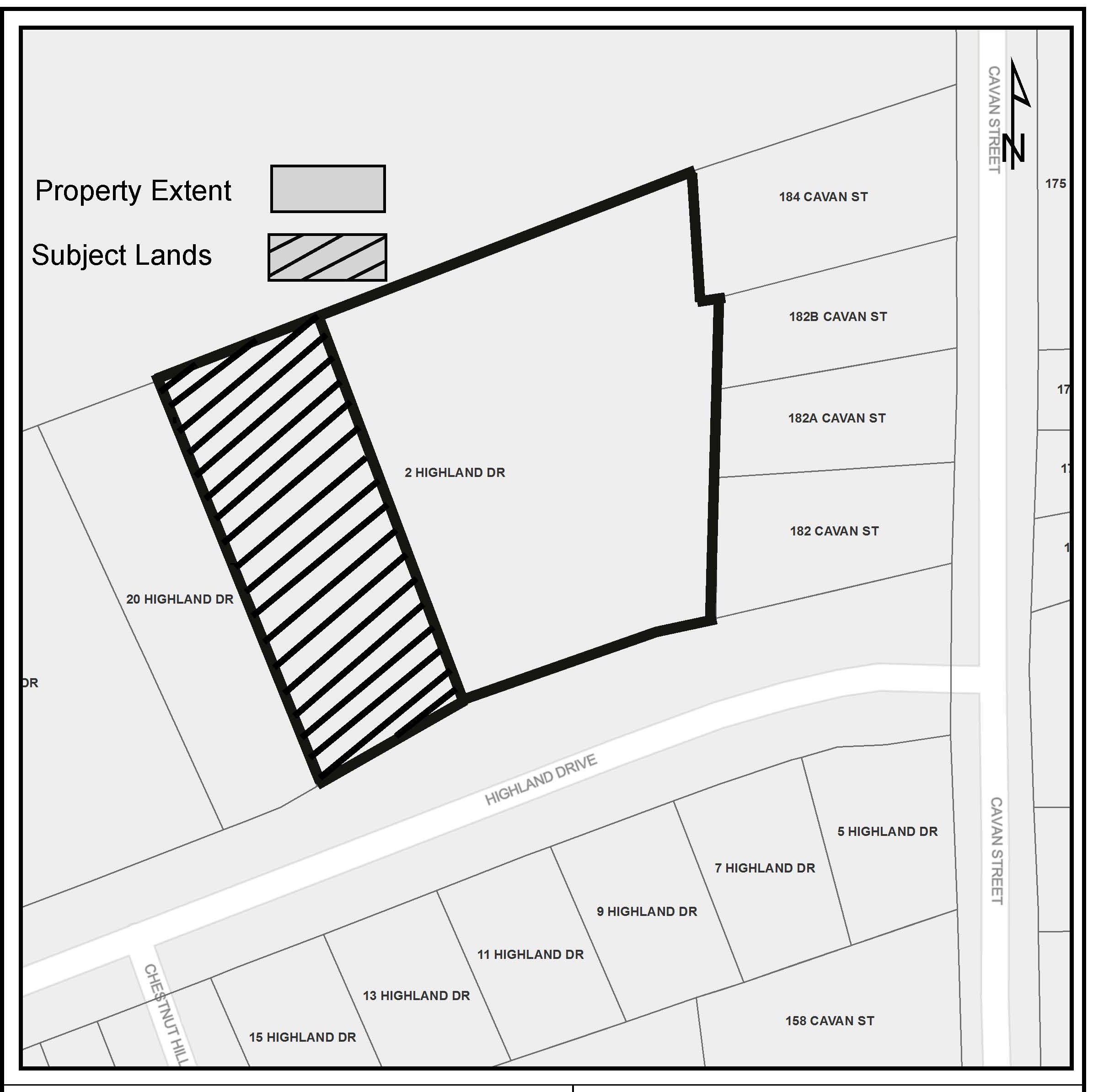 Map of subject lands - 2 Highland Drive