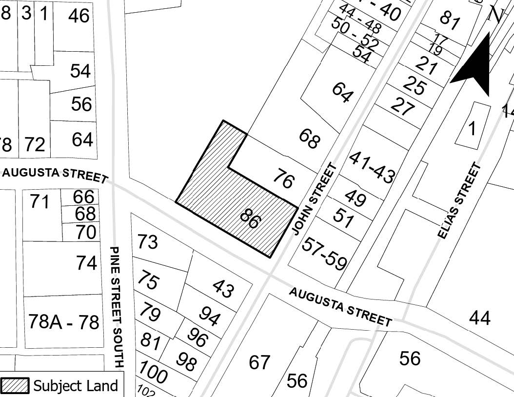 Map of the subject Lands - 86 John Street