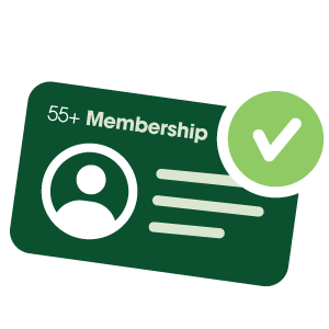 Icon of a membership card with a checkmark