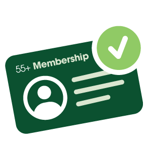 Icon of a membership card with a checkmark
