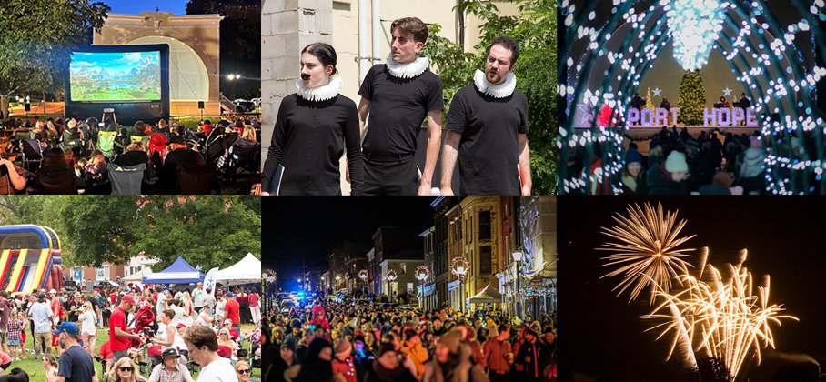 A collage of images featuring municipal events