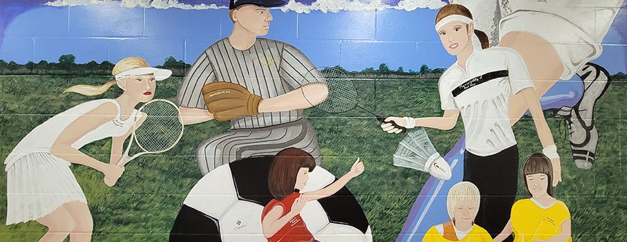 Mural of different sports activities