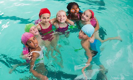 Group of friends in the pool