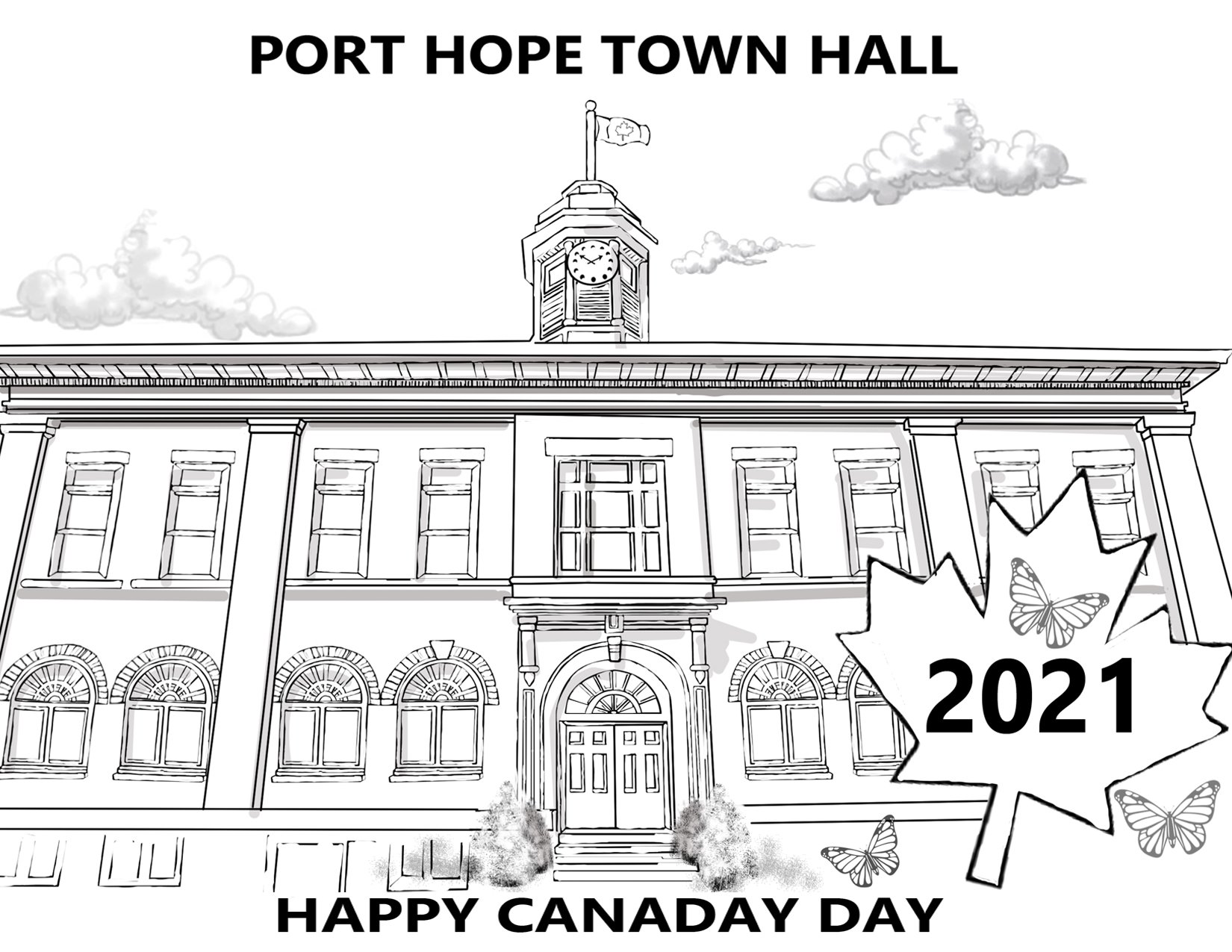 Town Hall colouring page