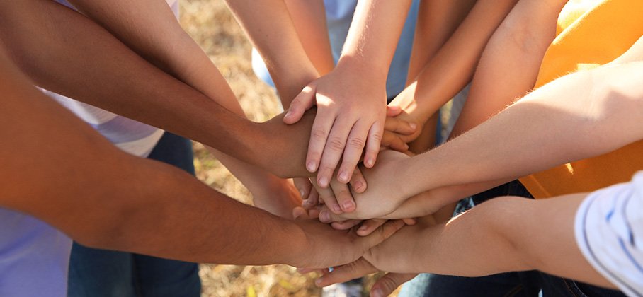 Group of kids hands