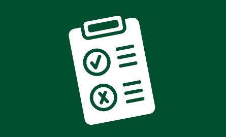 Icon of a clipboard with a checkmark and an x