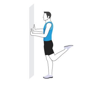 Instructional illustration of man doing a Hamstring curl