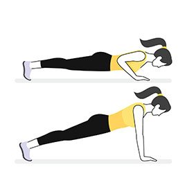 Instructional illustration of woman doing a push-up