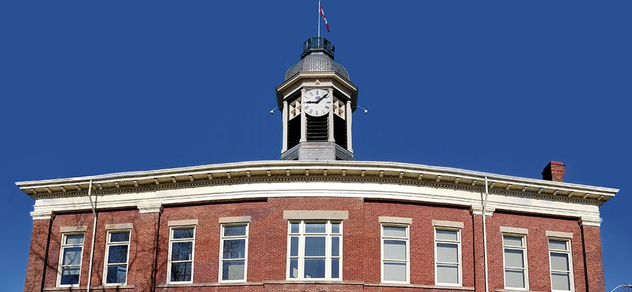 Top of Port Hope's town hall building