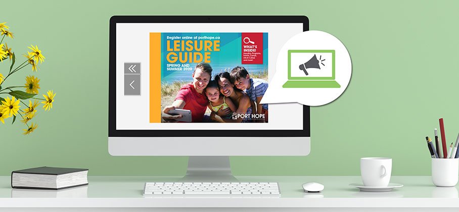 Photo of the leisure guide on a computer