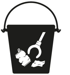 Bucket icon with trash inside