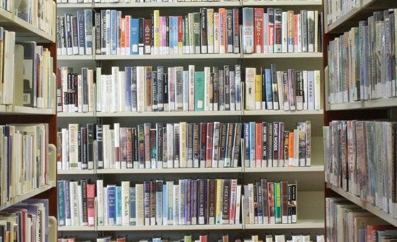 Books in a bookshelf