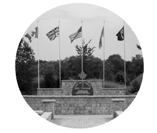 View of the Canton Cenotaph with 5 flags 