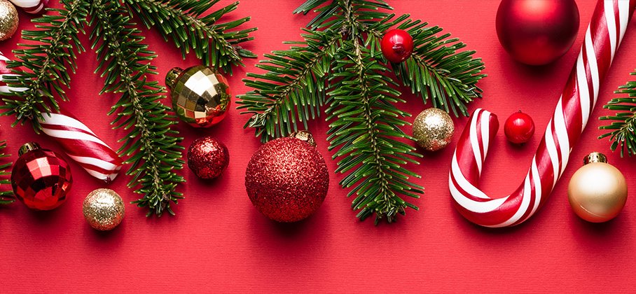 Christmas ornaments and candy canes