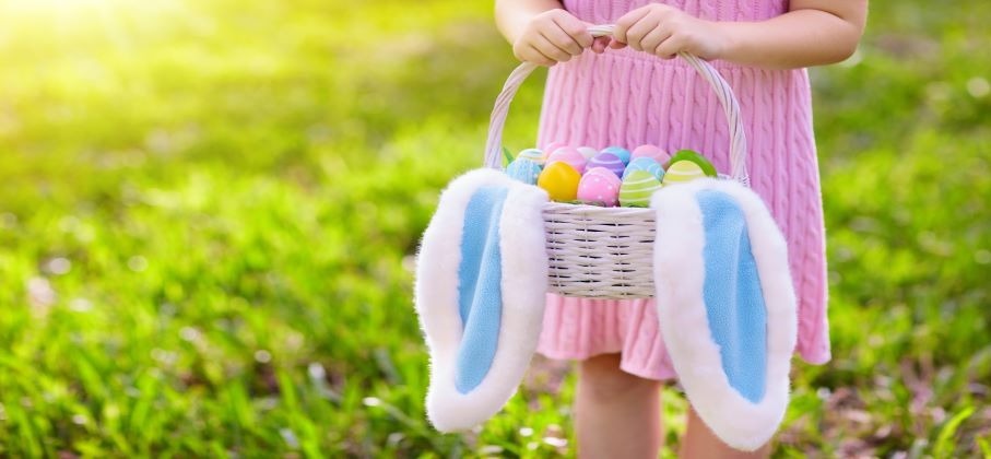A picture of a girl holding an Easter Basket
