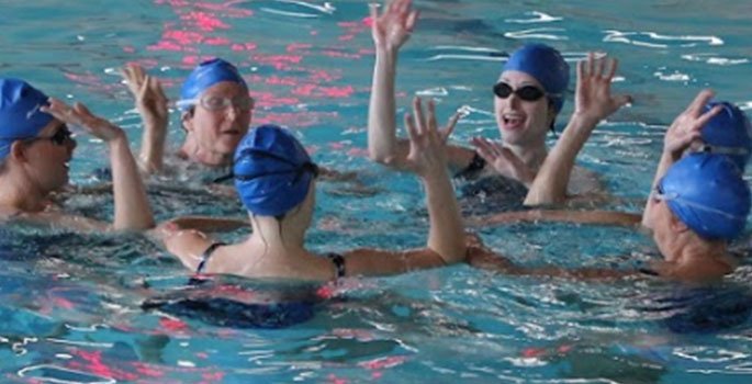 Group of synchronized swimmers