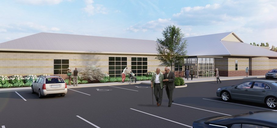 Exterior rendering of the Town Park Recreation Centre