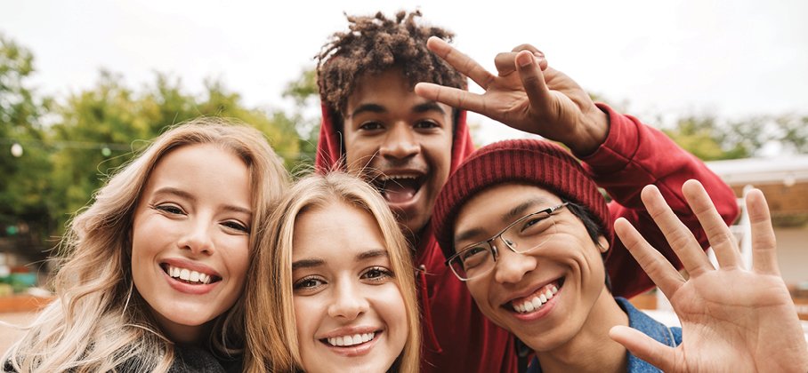 A diverse group of youth friends