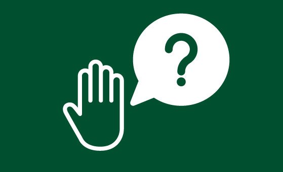 icon of a hand raised with a chat bubble