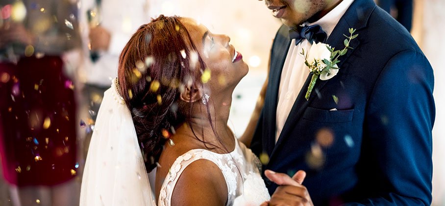 Bride and Groom on their wedding day