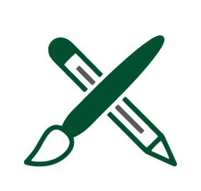 Pencil and paint brush icon