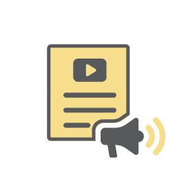 Paper with a play button and a megaphone