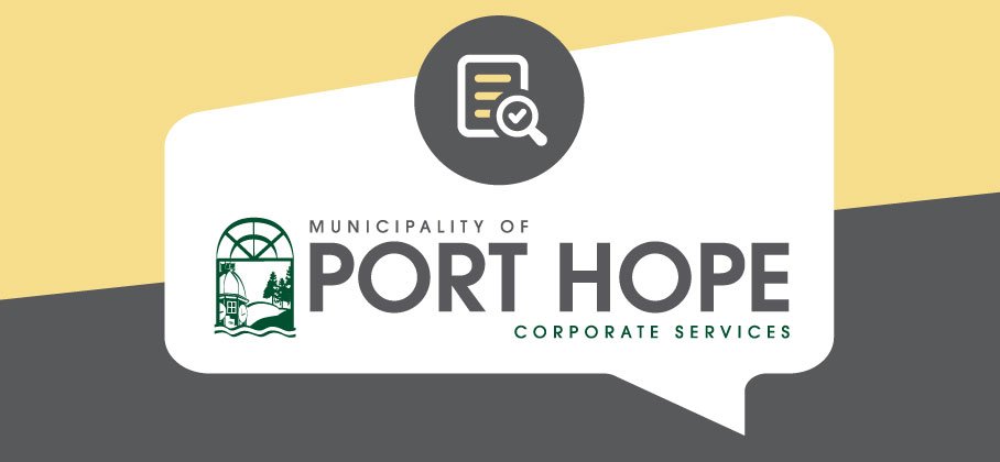 Banner with Municipal logo for Corporate Services with a chart and checkmark