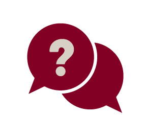 Question mark inside a chat bubble
